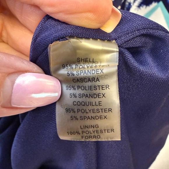 Vince Camuto Blue And Green Geometric Print Long Sleeve Dress Women’s Size 10 - Picture 8 of 9